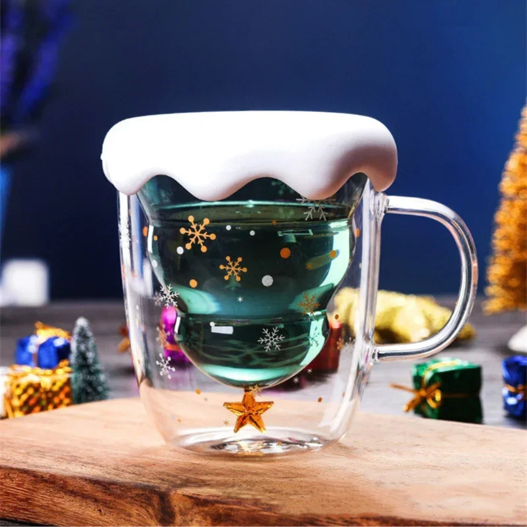 Mug Sapin Givré à Double Paroi